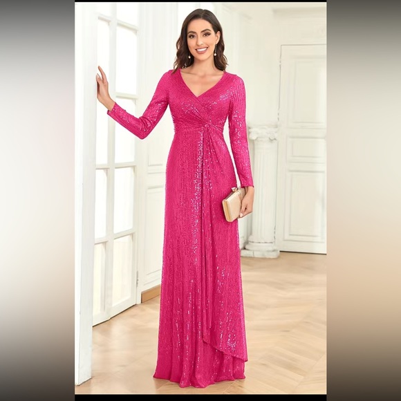 NWT Glamorous Sequins V-Neck Evening Dress-Perfect for Special OccasionS!SIZE XL - Picture 1 of 4